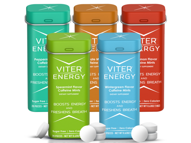 Viter Energy Caffeine Mints - 5 Flavor Variety Pack