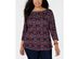 Charter Club Women's Plus Size Cotton Printed 3/4-Sleeve Top Red Size 2X