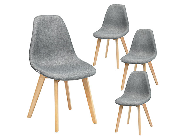 Costway Set of 4 Modern Dining Accent Side Chairs Wood Legs Home Furniture Gray - Gray