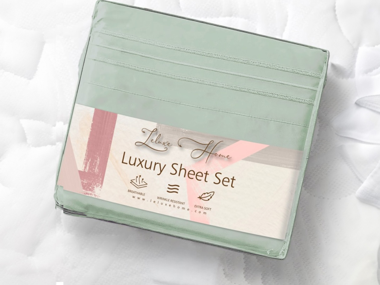 The Luxe 4-Piece Microfiber Bed Sheet Set (Sage/Full)