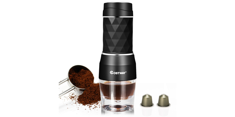 Portable Coffee Maker for Ground Coffee and Coffee Capsule - Costway