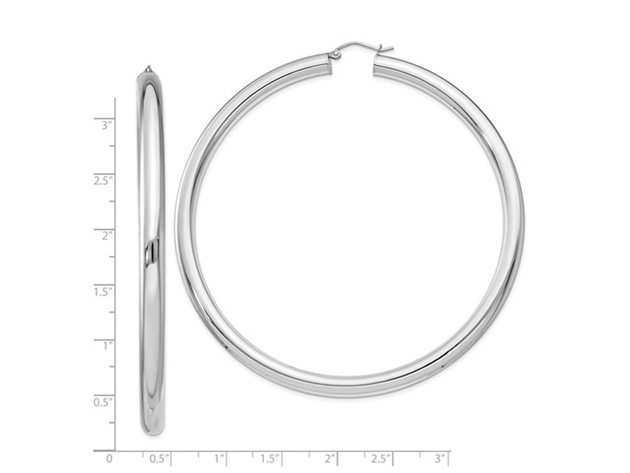 Jumbo Hoop Earrings in Sterling Silver 3 Inch (5.0mm)