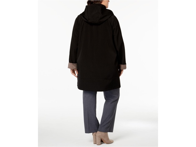 Jones New York Women's Plus Size Hooded Color Block Raincoat Black Size 3X