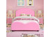 Costway Kids Children PU Upholstered Platform Wooden Princess Bed Bedroom Furniture - Pink
