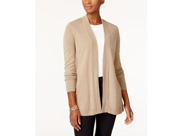 Karen Scott Women's Petite Open-Front Cardigan Brown Size Small