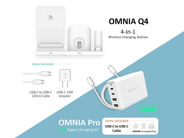 OMNIA Q4 4-in-1 Wireless Charging Station (OMNIA Pro 100/White)