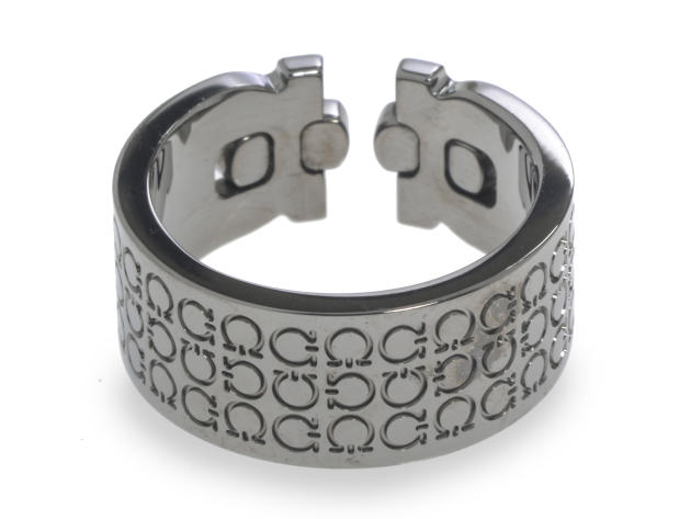 Ferragamo Gancini Rhodium Silver Ring Sz 10.5 703414 (Store-Display Model)