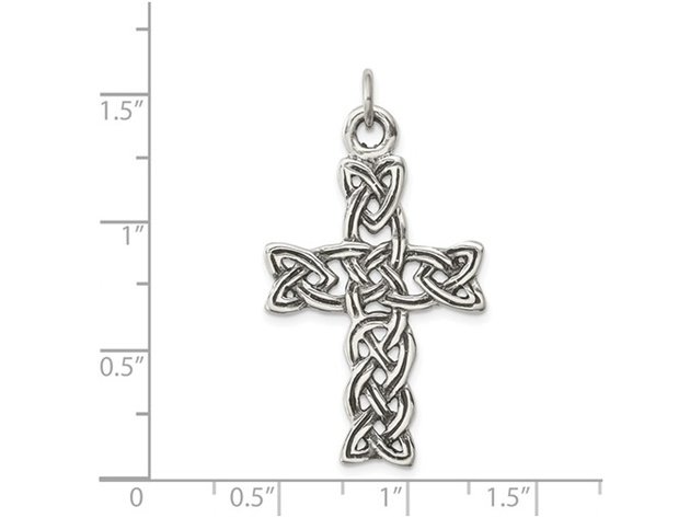 Antiqued Celtic Cross Pendant Necklace in Sterling Silver with Chain
