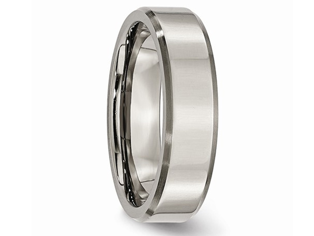 Ladies Chisel 6mm Titanium Wedding Band with Beveled Edge - 13