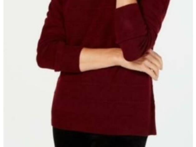 Karen Scott Women's Textured-Stripe Sweater Red Size Large