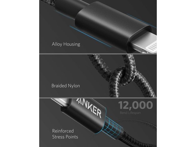 Anker 331 USB-C to Lightning Cable (Black/6ft)