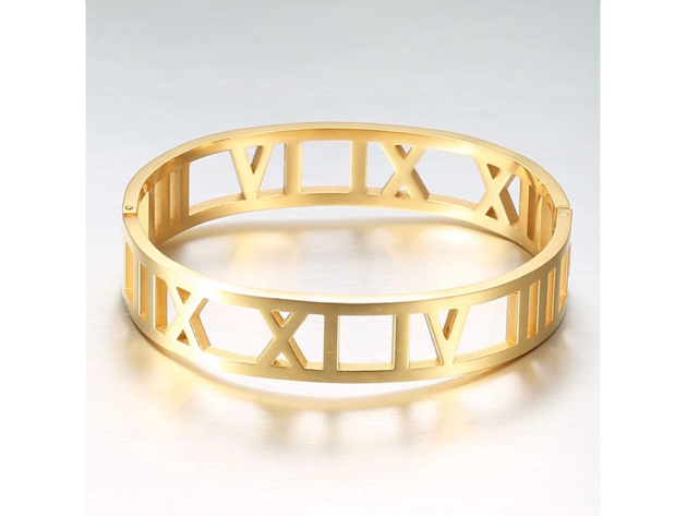 Homvare Women’s Roman Numerals Cuff Bracelet Gold