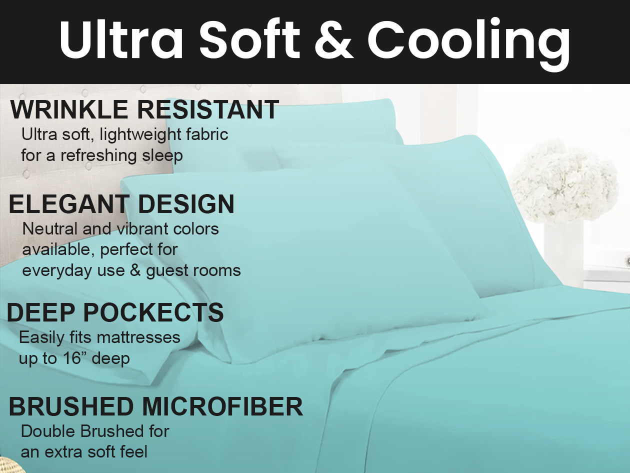 Super-Soft 1800 Series Bamboo Blend 6-Piece Sheet Set (Light Blue/Full)