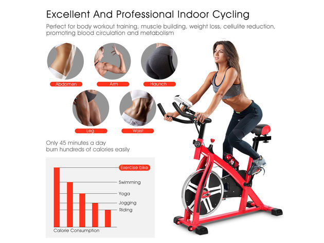 Costway Adjustable Exercise Bike Bicycle Cycling Cardio Fitness LCD w/ 18lb Flywheel
