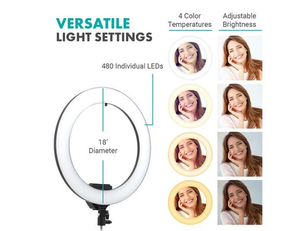18-inch Ring Light with Phone Mount and Stand
