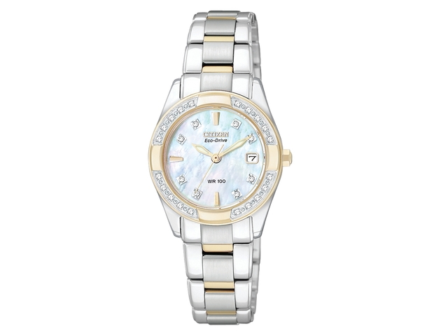 Womens Citizen Eco-Drive Regent Watch with Diamonds in Stainless Steel with Gold (EW1824-57D)