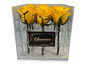 Clear Acrylic Box Square (9 Roses) - Yellow