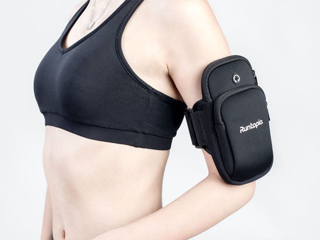 Runtopia Multi-Pocket Fitness Armband (2-Pack/Black & Green)