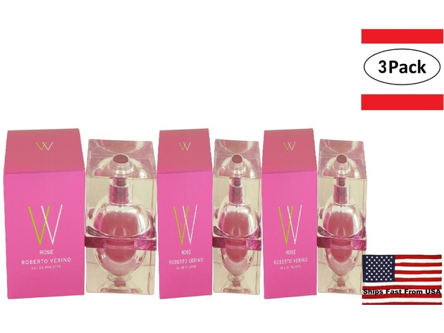 3 Pack Roberto Verino Rose by Roberto Verino Eau De Toilette Spray 1.7 oz for Women