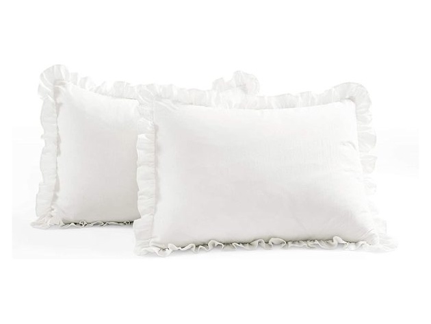 Lush Decor White Allison Ruffle Skirt Bedspread Shabby Chic Farmhouse Style Ligh (No Box)