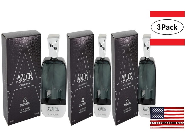 3 Pack Avalon Pour Homme by Jean Rish Eau De Toilette Spray 3.4 oz for Men