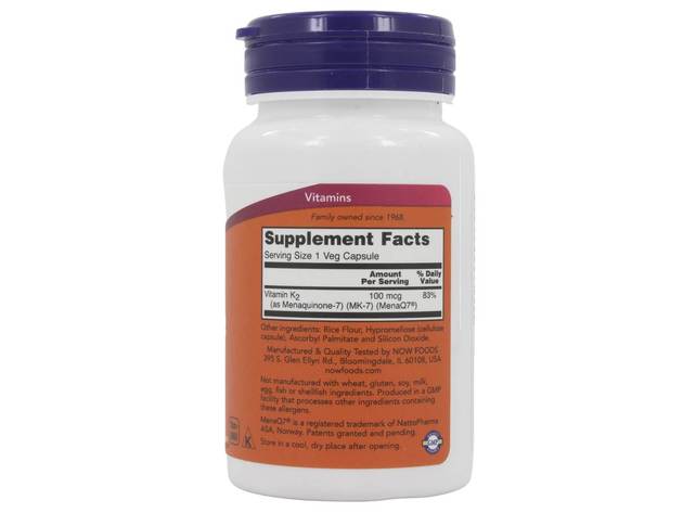 NOW Foods - MK7 Vitamin K2 100 mcg. - 60 Vegetarian Capsules