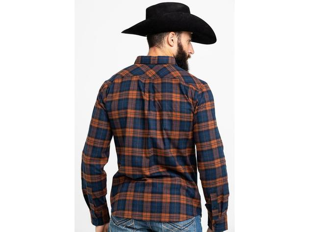 Levi's Men's Ferra Plaid Button Long Sleeve Western Flannel Shirt Orange  Size 2 Extra Large