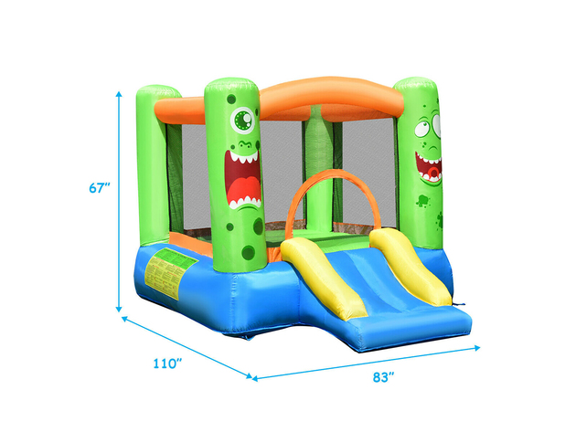 Costway Inflatable Bounce House Jumper Castle Kids Playhouse w/ Basketball Hoop & Slide