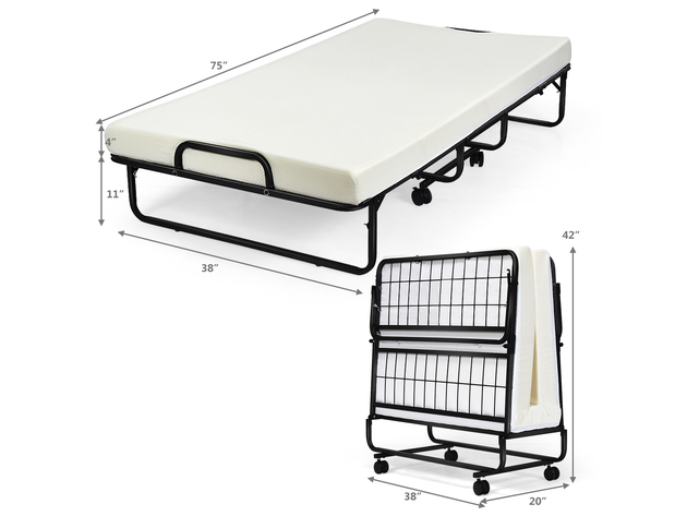 Costway Foldable Bed Daybed W/ 4 inch Mattress Memory Foam 