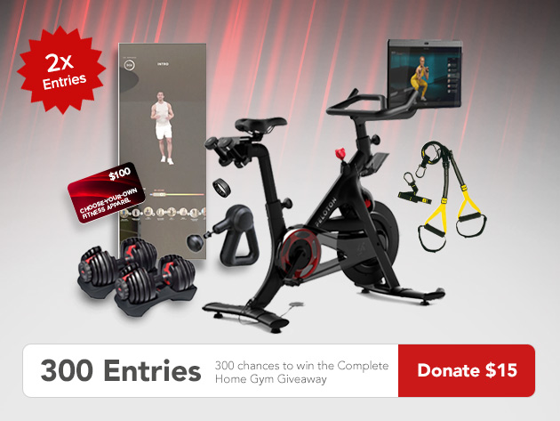 150 Entries to Win the Complete Home Gym Giveaway Ft. Peloton & Donate to Charity