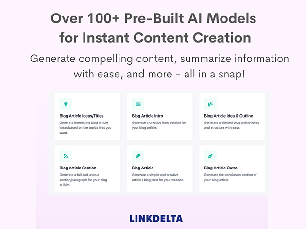 Linkdelta AI Writing Tool: Lifetime Subscription (Premium+ Plan)