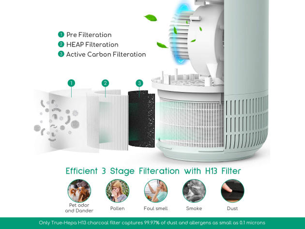 Afloia Fillo H13 True HEPA Filter Air Purifier (Green)