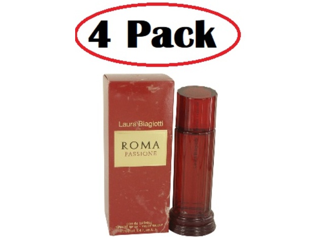 4 Pack of Roma Passione by Laura Biagiotti Eau De Toilette Spray 3.4 oz