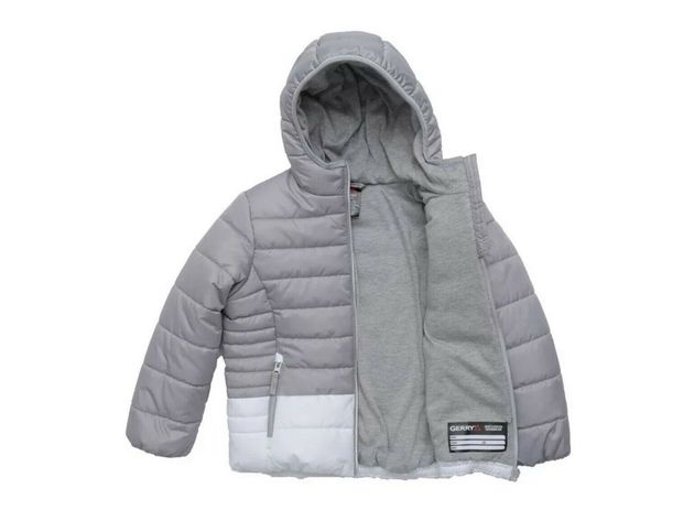 Gerry Girl’s Jewel Quilted Puffer Long Sleeves Jersey Lining Jacket, 5-6, Grey/White