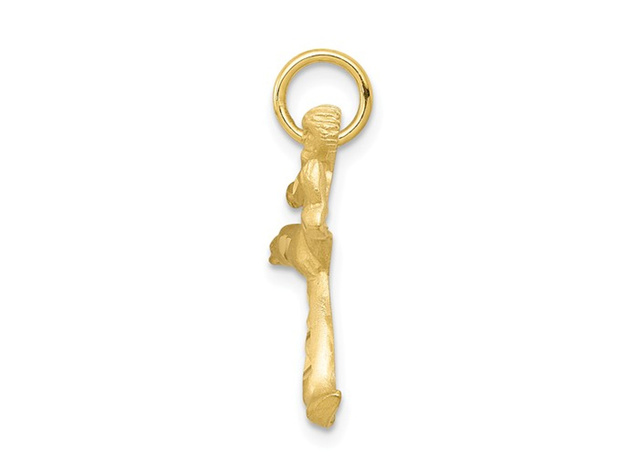 10K Yellow Gold Karate Kick Master Charm Pendant Necklace with Chain