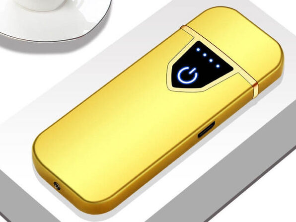 Slimline Windproof Rechargeable Lighter (Iced Gold) - Product Image