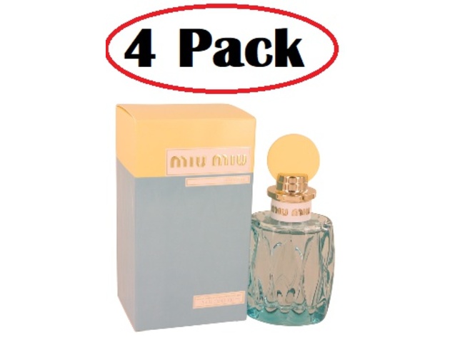 4 Pack of Miu Miu L'eau Bleue by Miu Miu Eau De Parfum Spray 3.4 oz