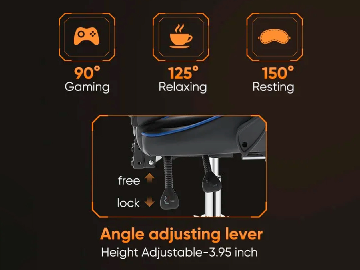 Dragon X2 Gaming Chair with Lumbar Support & Foot Rest 
