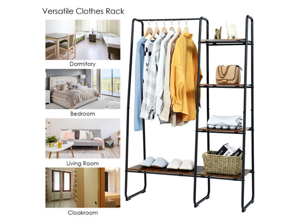 Costway Metal Garment Rack Free Standing Closet Organizer W/5 Shelves  Hanging Bar Black : Target