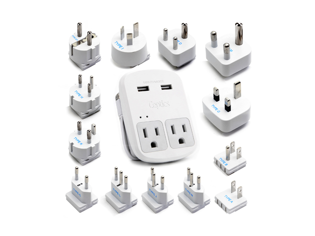 Ceptics World Travel Adapter & 13 Plug Kit