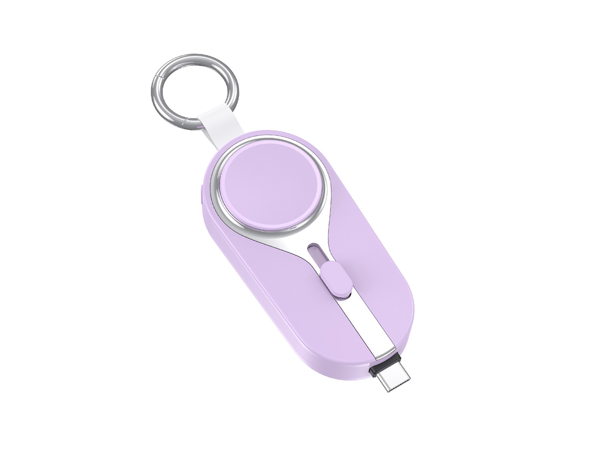 iCharge Nano 2000mAh Keychain USB-C Power Bank & Apple Watch Charger (Lovely Lavender)