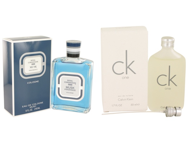 Gift set  ROYAL COPENHAGEN MUSK by Royal Copenhagen Cologne 8 oz And  CK ONE EDT Pour/Spray (Unisex) 1.7 oz