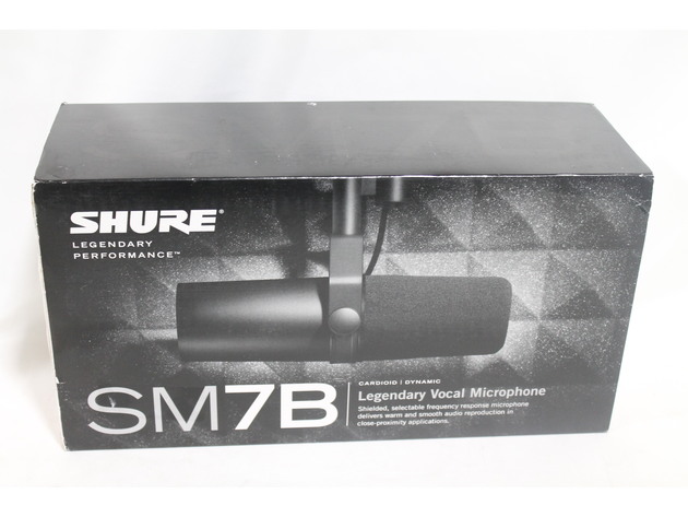 Shure SM7B Cardioid Dynamic Microphone Wired Bass Rolloff & Mid-Range - Black (Refurbished, Open Retail Box)