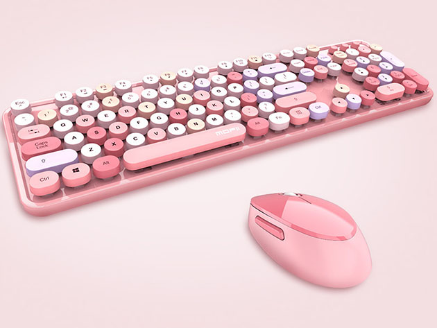 Retro Keyboard & Mouse Combo (Pink)