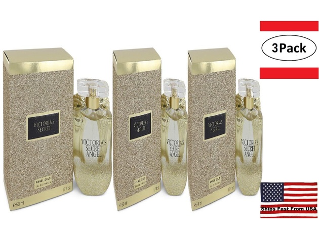 3 Pack Victoria's Secret Angel Gold by Victoria's Secret Eau De Parfum Spray 1.7 oz for Women
