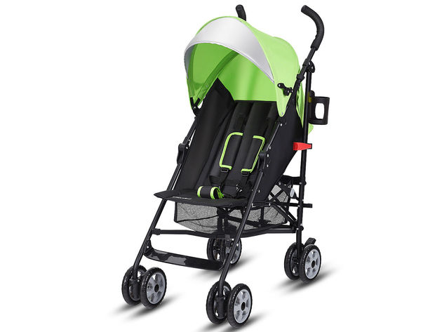 Costway Folding Lightweight Baby Toddler Umbrella Travel Stroller w/ Storage Basket - Green