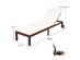 Costway Patio Acacia Wood Lounge Chair Chaise Recliner Adjustable Backrest Cushion Wheel - White