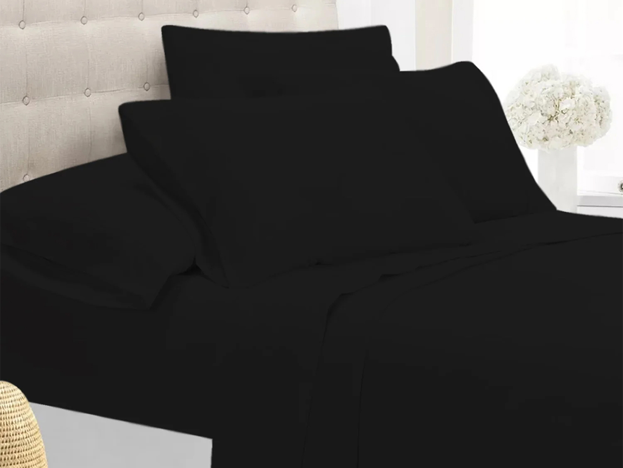 Super-Soft 1800 Series Bamboo Blend 6-Piece Sheet Set (Black/King)