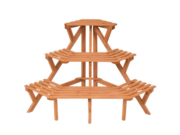 Costway 3 Tier Wood Corner Flower Stand Plant Ladder Pot Holder Display ...