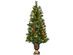 Costway 3ft Pre-Lit Christmas Entrance Tree In Urn w/ 40 LED Light Red Berries Pine Cone - Green